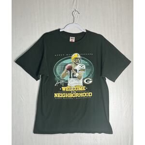 Vtg 2000s Aaron Rodgers Green Bay Packers NFL Welcome To My Neighborhood Tee L